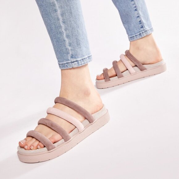 INUIKII Tube Platform Slides Taupe/Rose - Picture 1 of 10